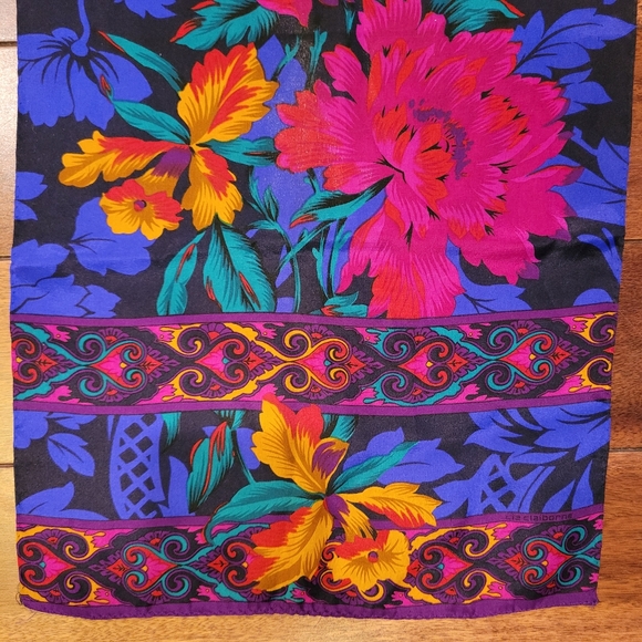 LIZ CLAIBRONE Vintage 90's Silk Scarf - Picture 4 of 5